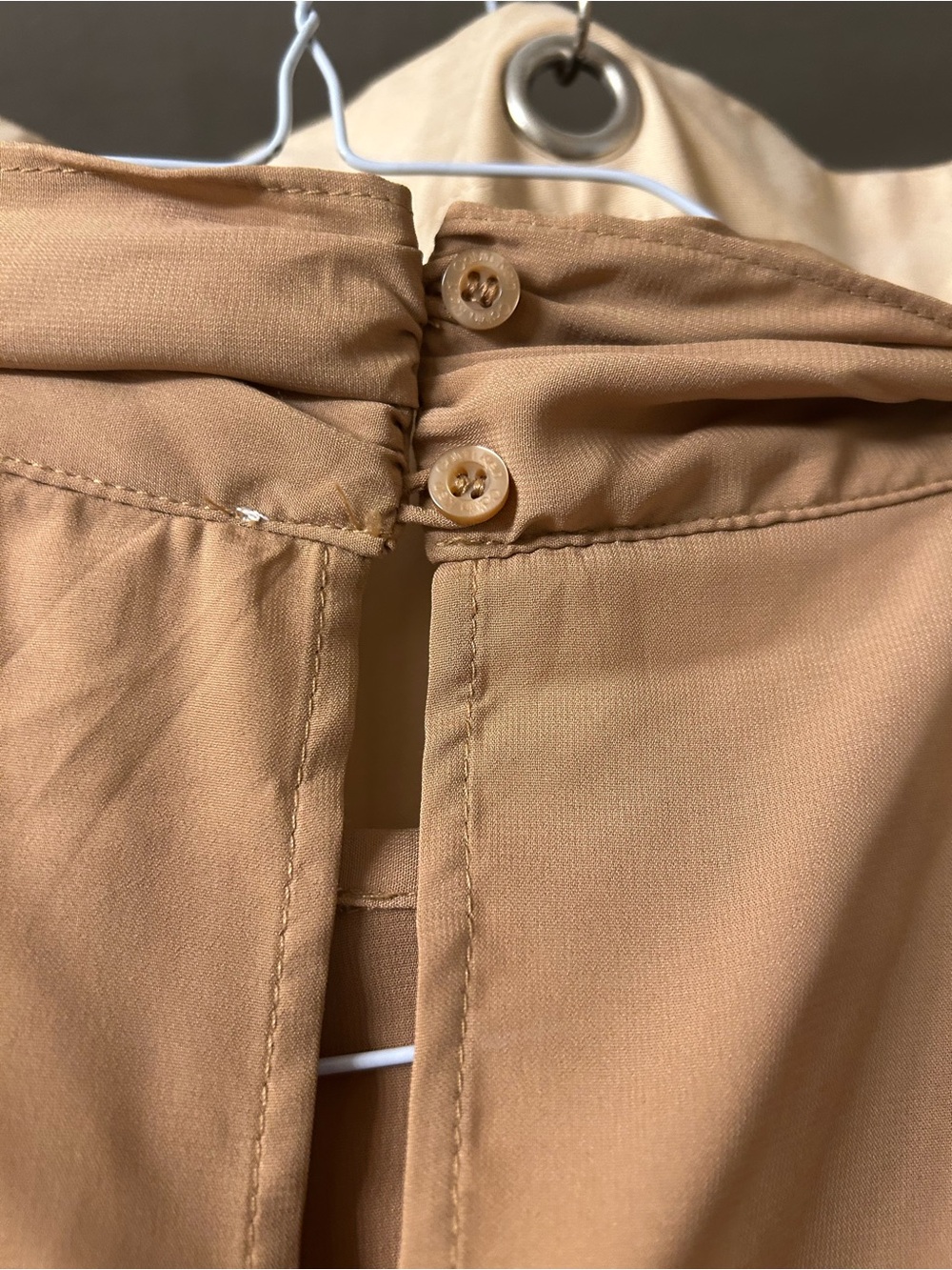 Calvin Klein Sleeveless Tie-Neck Blouse in Camel - Picture 3 of 3